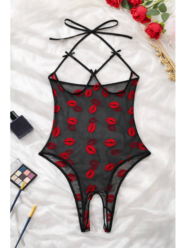 Öpücük Desenli Transparan Siyah Fantazi İç Giyim TM1385… Öpücük Desenli Transparan Siyah Fantazi İç Giyim TM1385…