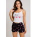 Kalp Desenli Askılı Şortlu Pijama Takımı Kalp Desenli Askılı Şortlu Pijama Takımı