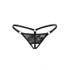 Siyah Dantelli Özel Bölgesi Açık G-String TM1167