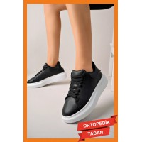 Luis a Costa LC101 Siyah Cilt Beyaz Taban Kadın Sneaker