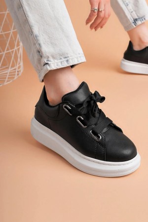 Luis a Costa LC105 Siyah Cilt Beyaz Taban Kadın Sneaker