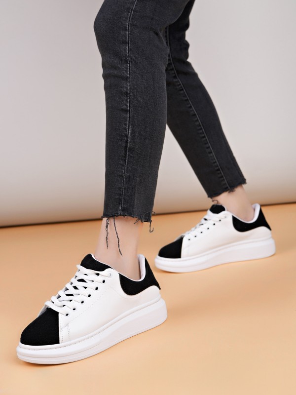 Luis a Costa LC109 Beyaz Siyah Süet Kadın Sneaker