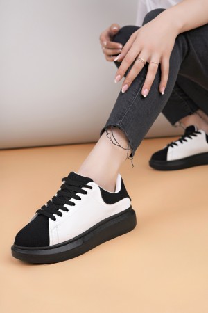 Luis a Costa LC109 Beyaz Siyah Süet SİYAH TABAN Kadın Sneaker