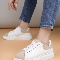 Luis a Costa LC109 Beyaz Bej Süet Kadın Sneaker