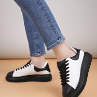 Luis a Costa LC109 Beyaz Siyah Cilt Siyah Taban Kadın Sneaker