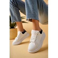 Luis a Costa LC101 Beyaz Arka Siyah Bağcıklı Kadın Ayakkabı