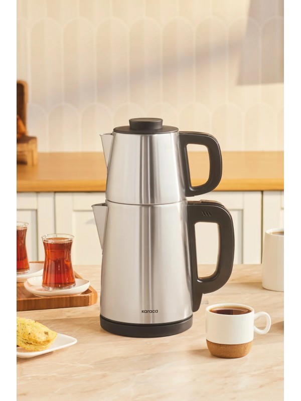 Karaca Tea Break 2 In 1 Çelik Su Isıtıcı Çay Makinesi Inox Siyah