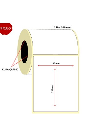 Barkod 100x150 Termal Etiket Eko Termal 250 Sarım 5 Rulo (1250 Adet)…