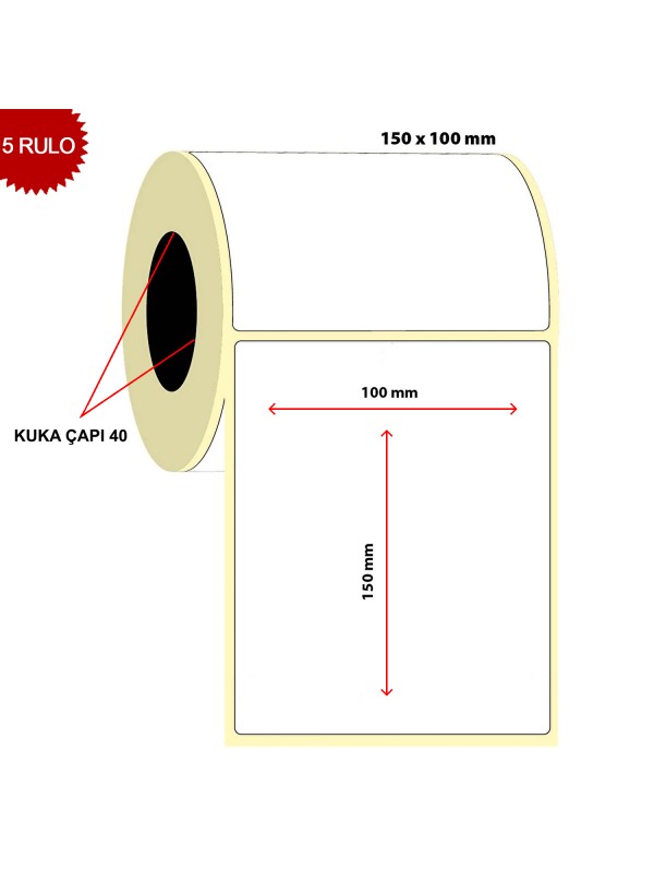 Barkod 100x150 Termal Etiket Eko Termal 250 Sarım 5 Rulo (1250 Adet)…