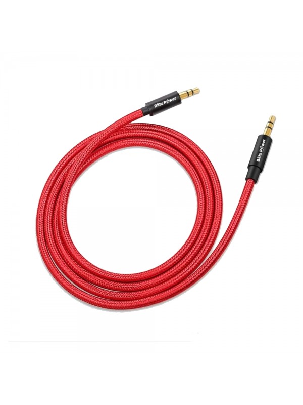 BlitzPower 3.5mm Aux Audio Ses Kablosu 1mt Kırmızı/Siyah…