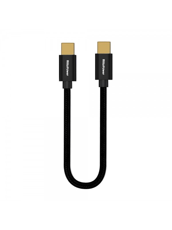 BlitzPower Type-C to Type-C Örgü Metal 20cm Şarj Kablosu…