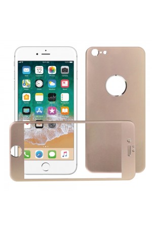 Bufalo iPhone 6 Plus Metal Kenarlı ÖN+ARKA Cam Ekran Koruyucu Gold