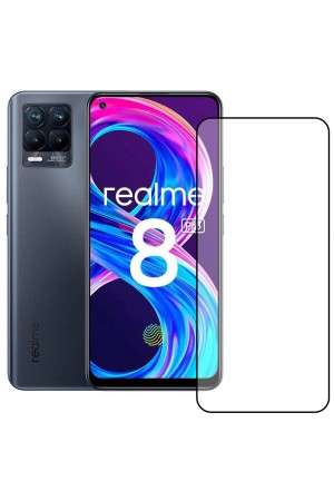 Bufalo Realme 8 / 8 Pro Ekran Koruyucu 5D Temperli Cam Siyah