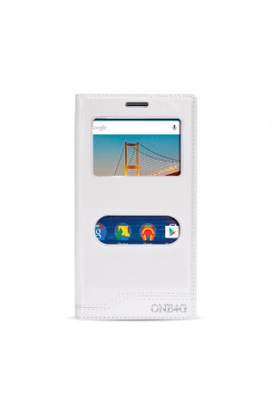 FitCase Dolce General Mobile One 4G Gizli Mıknatıslı Pencereli Kılıf Beyaz
