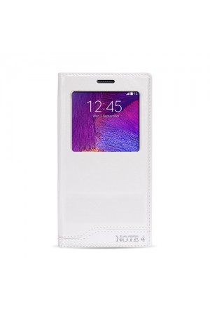 FitCase Dolce Samsung Note 4 (N910) Gizli Mıknatıslı Pencereli Kılıf Beyaz