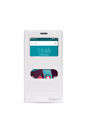 FitCase Dolce Vodafone Smart 6 Gizli Mıknatıslı Pencereli Kılıf Beyaz