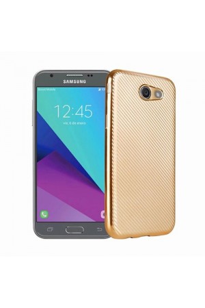 FitCase Galaxy J5 2017 Elektroliz Carbon Desen Arka Kapak Gold