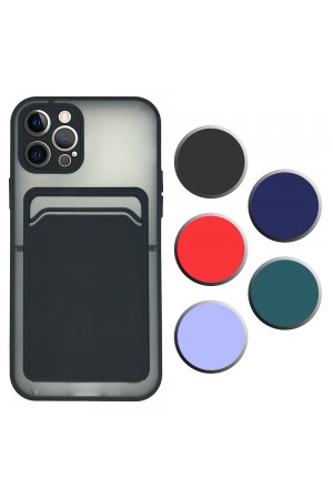 FitCase iPhone 12 Pro Kılıf Cardy Kartlık Cepli Mat Kapak…