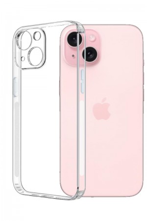 iPhone 15 Plus Kılıf Kamera Korumalı Silikon Şeffaf Arka Kapa…