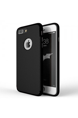 FitCase iPhone 7-8 Plus Carbon Desen Arka Kapak Siyah