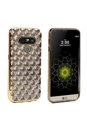 FitCase Laser LG G5 H850 Baklava Desenli Gold - Siyah