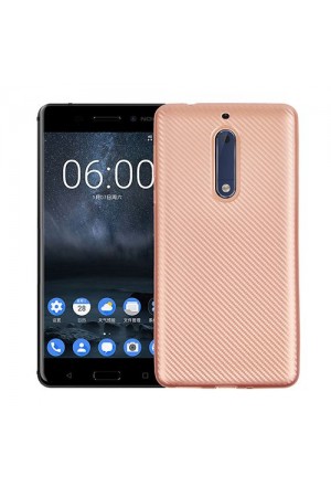FitCase Nokia 5 Carbon Desen Arka Kapak Rose Gold
