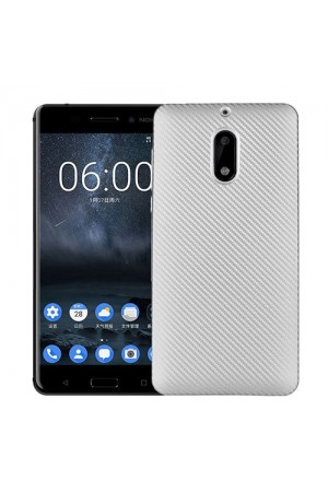 FitCase Nokia 6 Carbon Desen Arka Kapak Silver