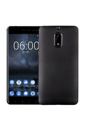 FitCase Nokia 6 Carbon Desen Arka Kapak Siyah