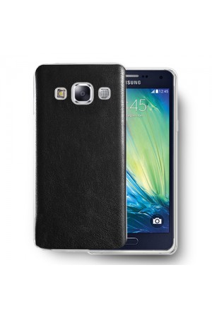 FitCase Samsung Galaxy A3 (A300) Kılıf Deri Dokulu Arka Kapak Siyah
