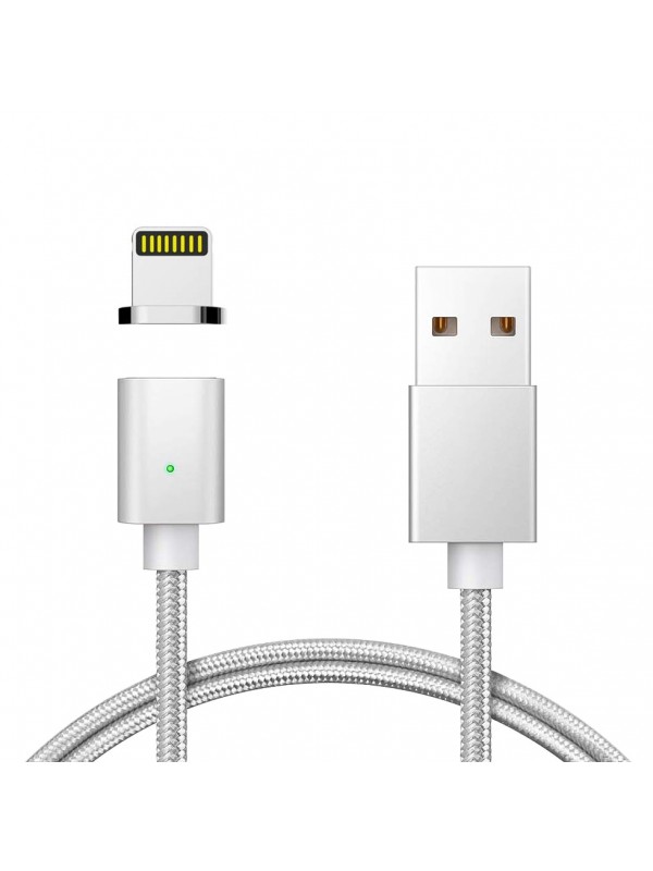FitPlus Manyetik Mıknatıslı Lightning Hızlı Şarj Kablosu QC 3.0 Silv…