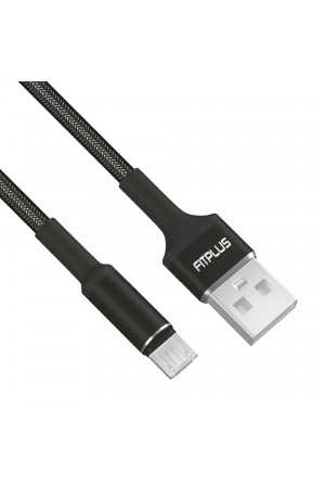 FitPlus Round RS-101 Micro USB Data/Şarj Kablosu 3A 1mt Örgü - Siya…