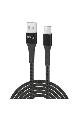 FitPlus Strong ST-111 Micro USB Data/Şarj Kablosu 3A 1mt Örgü - Siy…