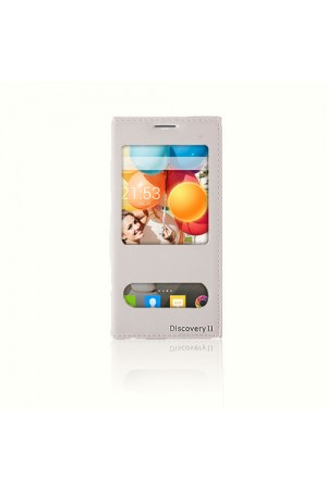 General Mobile Discovery 2 Gizli Mıknatıslı Pencereli Premium Magnum Kılıf Beyaz