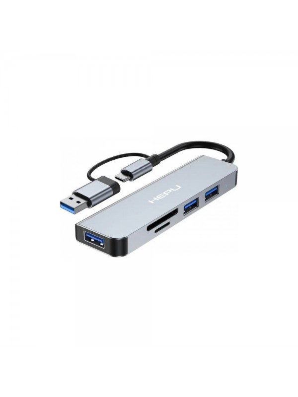HEPU HP-B07 5in1 USB+Type-C Girişli HUB Çoklayıcı Kart Okuyucu