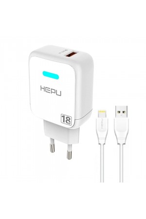 HEPU HP618L QC3.0 18W Seyahat Şarj Aleti USB-Lightning Kablo Set…