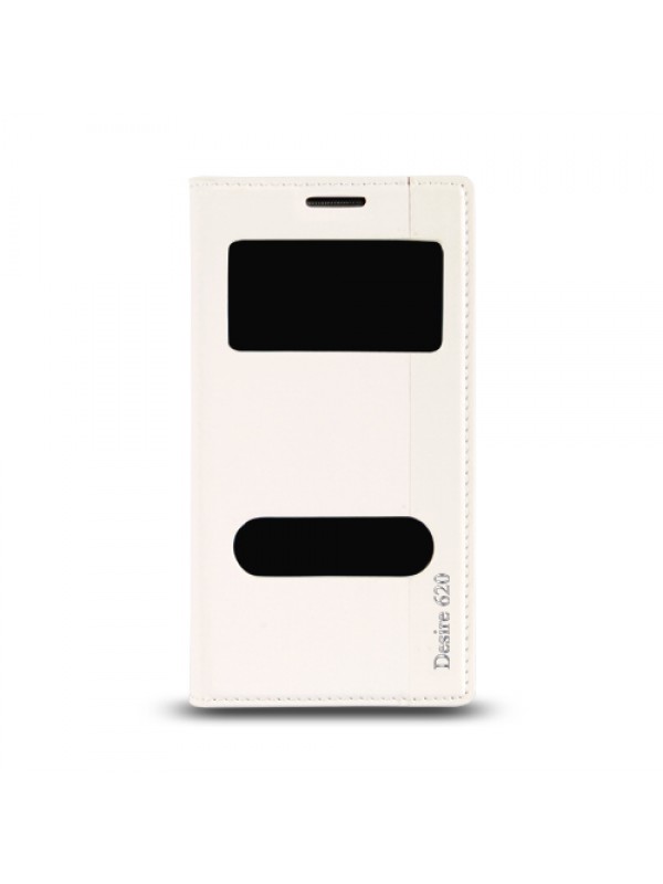 HTC Desire 620 Gizli Mıknatıslı Pencereli Magnum Kılıf Beyaz