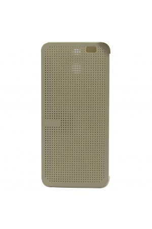 HTC One E8 Dot View Yan Kapaklı Uyku Modlu Kılıf Gold