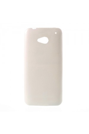 HTC One M7 Kılıf Deri Dokulu Arka Kapak Beyaz
