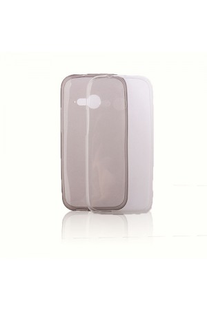 HTC One M8 Mini Kılıf Soft Silikon Şeffaf-Siyah Arka Kapak