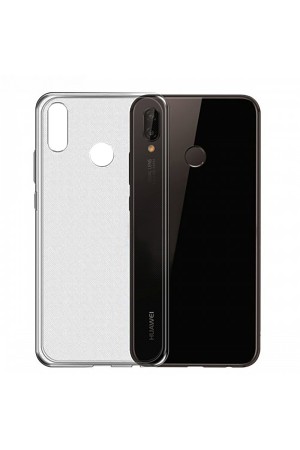Huawei P20 Kılıf Soft Silikon Şeffaf-Siyah Arka Kapak