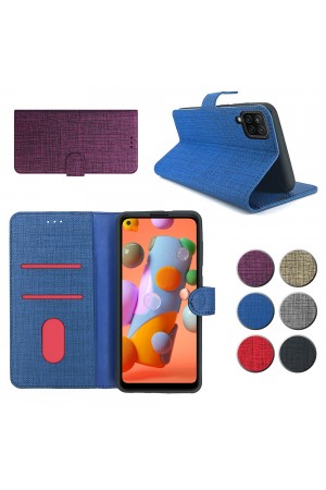 Huawei P40 Lite Kılıf FitCase Fabric Kapaklı Cüzdanlı…