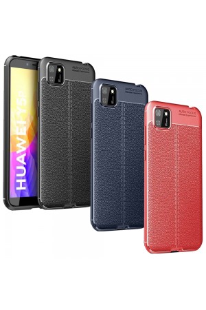Huawei Y5p Kılıf Focus Deri Desen Silikon Arka Kapak