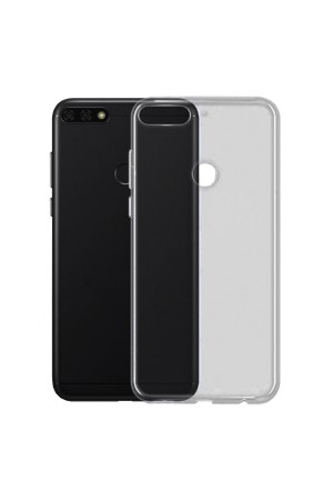Huawei Y7 2018 Kılıf Soft Silikon Şeffaf-Siyah Arka Kapak