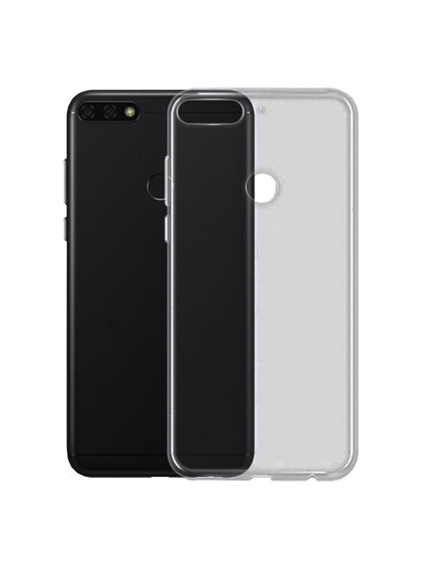 Huawei Y7 2018 Kılıf Soft Silikon Şeffaf-Siyah Arka Kapak