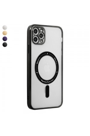 iPhone 11 Pro Max Kılıf Magsafe Özellikli Gold Seri Lazer Silikon K…