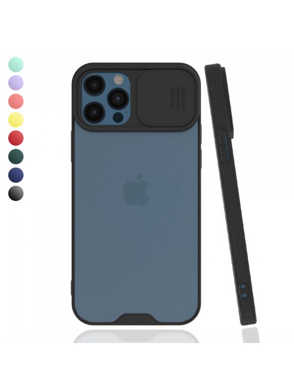 iPhone 12 / 12 Pro Kılıf Kamera Koruma Kapaklı Platin Matte Silikon Ark…