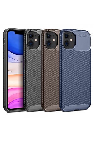 iPhone 12 Mini Kılıf Focus Carbon Desen Silikon Arka Kapak