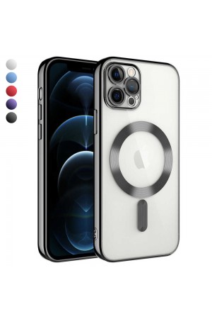 iPhone 12 Pro Max Kılıf Magsafe Özellikli Metal Lazer Silikon Kapak…