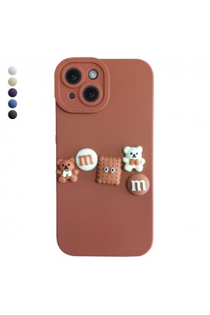 iPhone 14 Kılıf 3D M Bear Kamera Korumalı Silikon Kapak