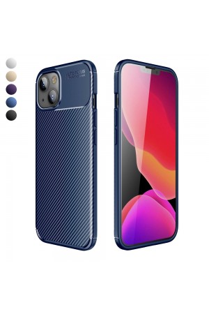 iPhone 14 / 13 Kılıf Focus Carbon Desen Silikon Arka Kapak
